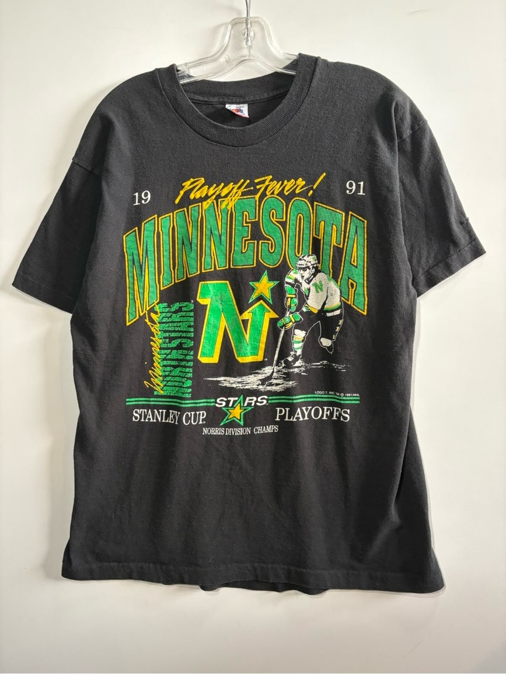 Vintage 1991 Minnesota Stars Stanley Cup Playoffs Black Graphic Tee Made in USA
